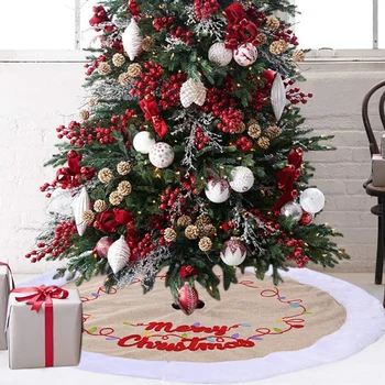 

48 Inch 100CM Christmas Tree Skirts Plush Xtmas Tree Skirts Fur Carpet Merry Christmas Decoration Home Tree Skirt New Year Decor