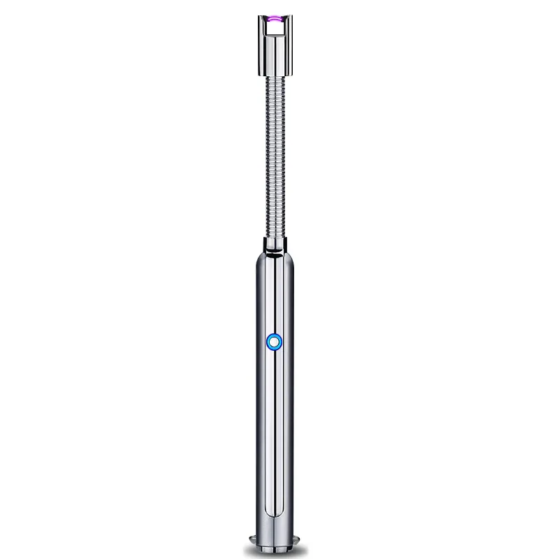 Наружная USB Электронная кухонная зажигалка перезаряжаемая плазменная сигаретная дуговая Зажигалка Ветрозащитная беспламенная длинная Зажигалка для свечей гаджеты - Цвет: Silver