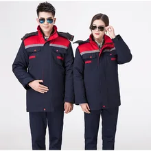 Мужская и женская зимняя теплая хлопковая куртка со светоотражающими полосками, рабочая одежда, теплая съемная подкладка