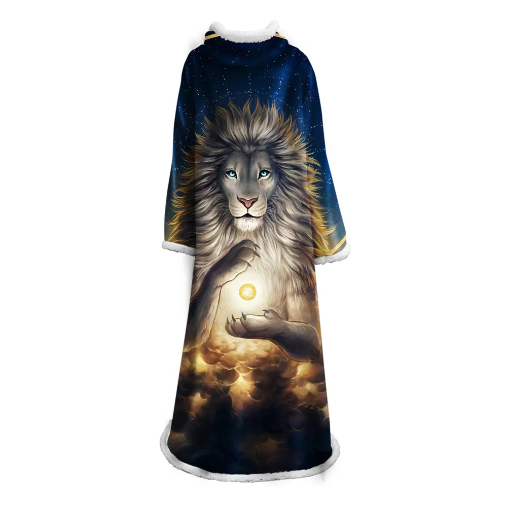 

Wolf Blanket Keep Warm Soft Comfortable 3D Blanket Creative New Urban Pattern Ferocious Brown Best Selling Blanket with Sleeve