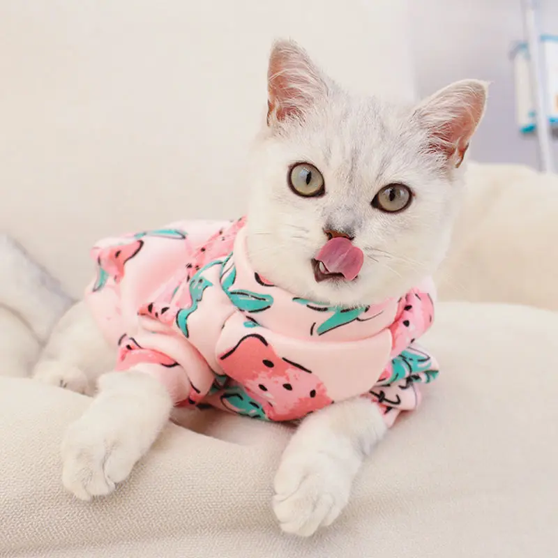 Pet Dog Cat Costume Cute Animal Printed Coat Cotton Soft Pullover Shirt Jacket Sweatshirt Sweater Pets Clothing Outfit | Дом и сад