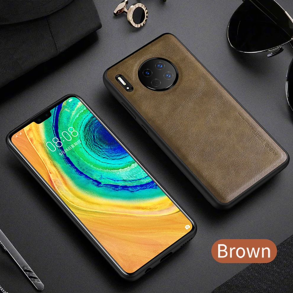 X-level ретро кожаный чехол для huawei Mate30 мягкий силиконовый край задняя крышка телефона для huawei Mate30 Pro Coque - Цвет: Коричневый