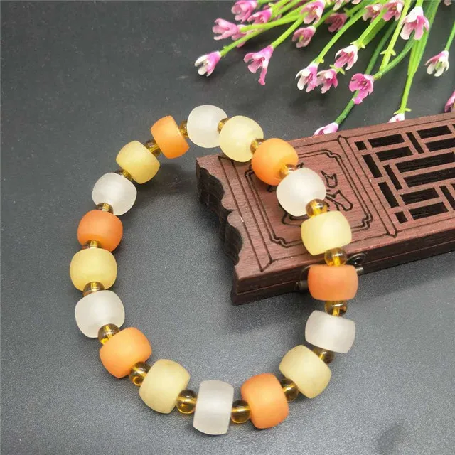 Natural Hetian jade bracelet gemstone coloful jade Rose bracelet for women jade bangle jade beads bracelet gemstone bracelets