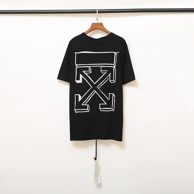3D стрела 19ss Off-White OW для мужчин/женщин, унисекс, модные модели влюбленных пар, хлопковая Повседневная футболка с круглым вырезом и коротким рукавом