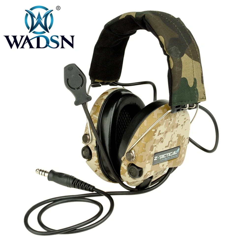 WADSN Sordin тактическая Гарнитура Анти-шум наушники 7,0 военный стандарт штекер Охота страйкбол наушники WZ111 Softail гарнитуры
