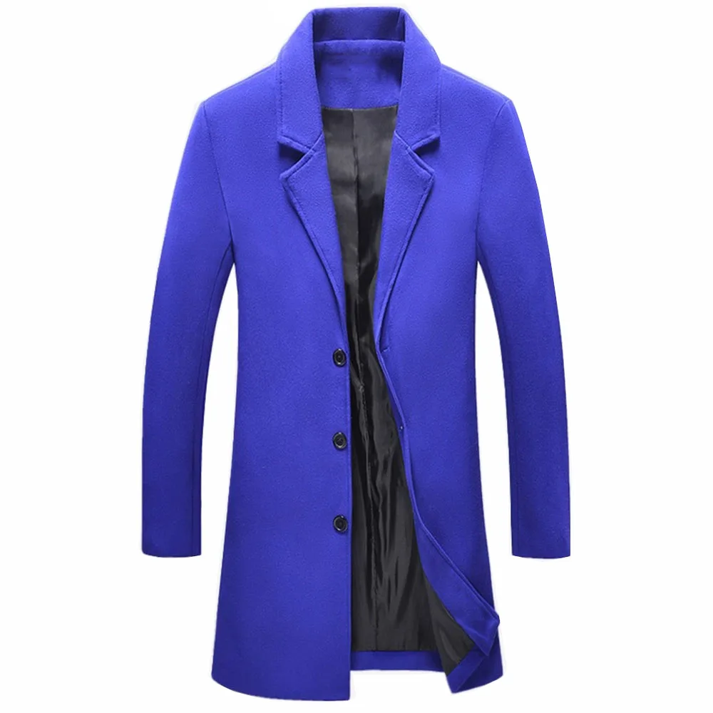 5Blue 7 цветов M~ 5XL размера плюс Мужское пальто зимнее мужское шерстяное пальто толстый Тренч стиль Высокое качество Длинные куртки с лацканами новое поступление - Цвет: 5Blue