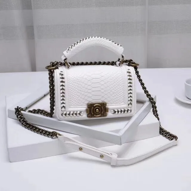 

19 New Style Graceful Snakeskin Rhombus Chain Freaky WOMEN'S Bag Shoulder Genuine Leather Square Sling Bag Versatile Handbag