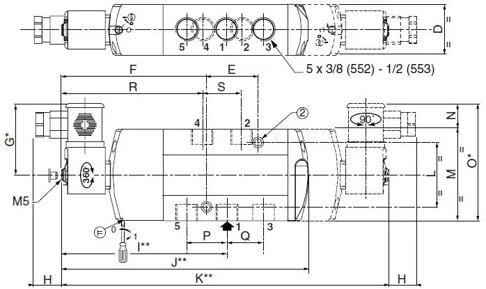 G553A018 EFG553A018 1/" 5/2 способ управляемый двойная катушка соленоидного клапана