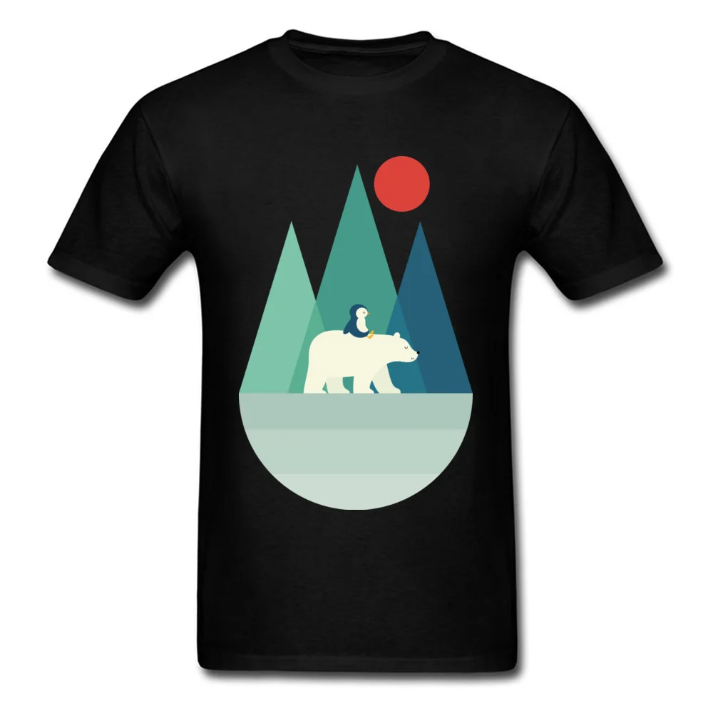 Polar Bear Penguin In Sunset Boys T Shirt Top Quality Famous Fashion Brand Student T-Shirts Plus Size 3XL Full Cotton No Pocket |