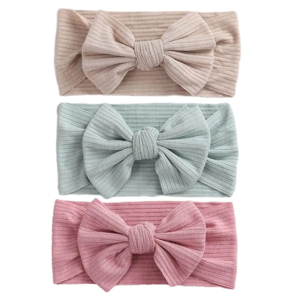 3Pcs/Lot Baby Headband Sets Bow Baby Girl Nylon Headbands Twist Cable Soft Knot Turban Kids Headwear Baby Accessories Haarband