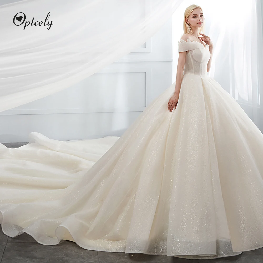 Optcely Vestido de Noiva красивое лодочное декольте Ангел на завязке с открытой спиной поезд аппликации свадебное платье вышитое бисером 2019 классное