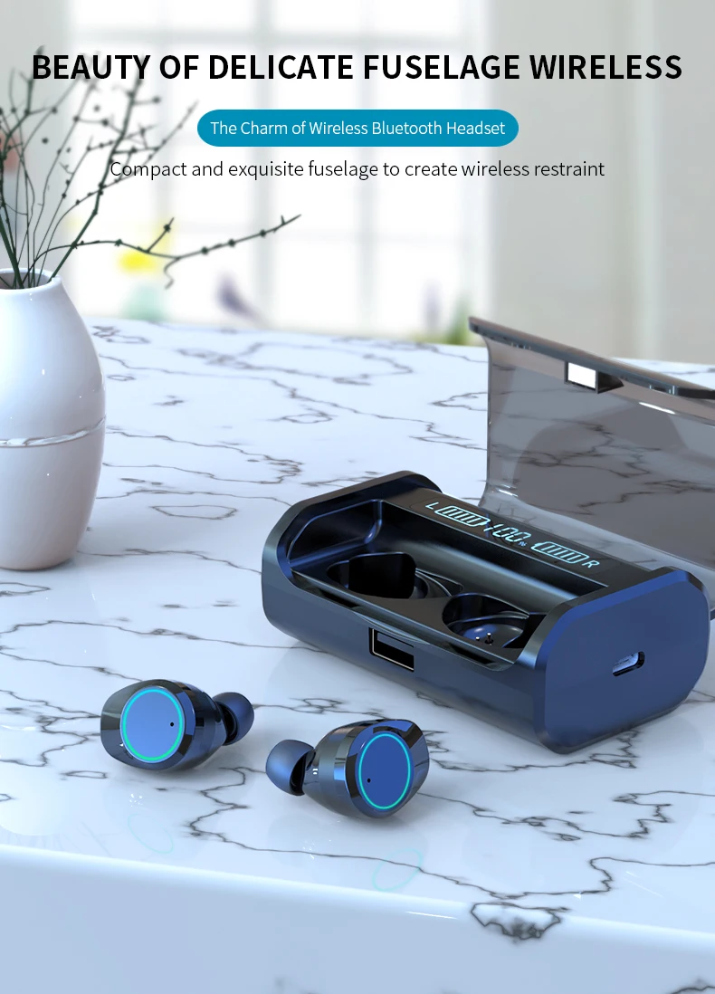 G06 AAC светодиодный дисплей питания беспроводной Bluetooth 5,0 наушники TWS 3D Стерео шумоподавление сенсорные наушники с зарядным устройством 4000 мАч