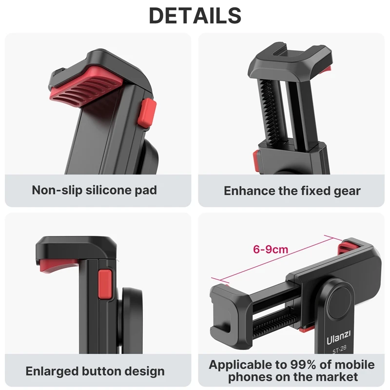 Ulanzi ST-06S Vertical Phone Mount Holder Tripod With Cold Shoe For Mic Light Phone Clip For iPhone 12 Vlog Holder Smartphone — view 4