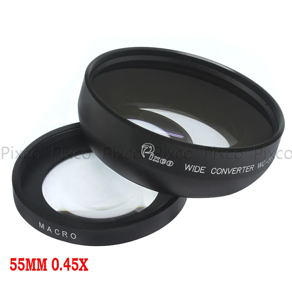 55 мм 0.45X Широкоугольный объектив с макро для Canon Nikon Pentax Sony, Panasonic(черный