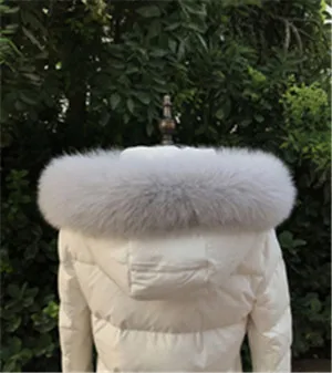 1 Genuine Fox Fur Scarves Collar Winter Natural Real Fox Fur Collar Scarf for Women coat Warm Hood Fur Scarf shawl Female - Цвет: 1