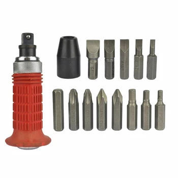 

14pcs Repairs Bits With Case Hand Tool Multi-Purpose Driver Sockets Ergonomic Reversible Screw Heavy Duty Impact Screwdriver Set