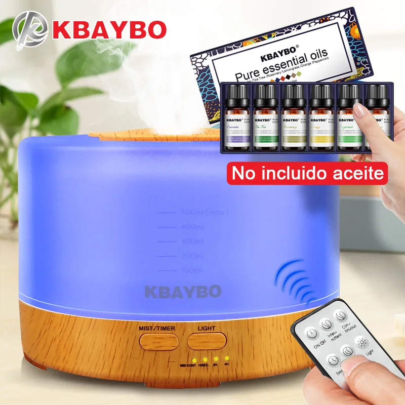 

500ml Humidifier Remote Control Aroma Essential Oil Diffuser with 4 Timer Settings 7 Color Changing LED lamp