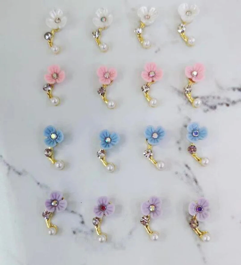 

100pcs/lot Handmade Nail Charm | Acrylic 3D Nail Art Flowers| 3D Designer Nail Art. Open Flower Design Craft Charms. Nail Charms