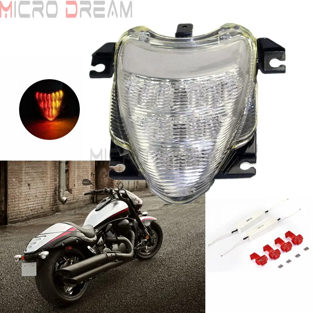Motorcycle Clear LED Warning Signal Light Rear Brake Taillight
