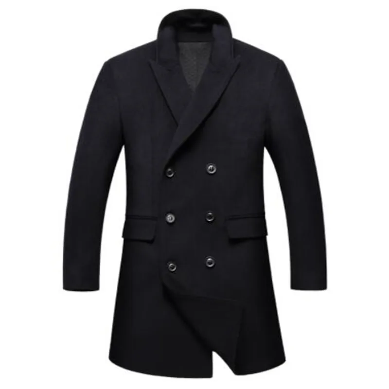Brand Double Breasted Pea Coat Men Winter Mens Cashmere Coat Slim Fit Wool& Blends Mens Trench Coat Manteau Homme Overcoat