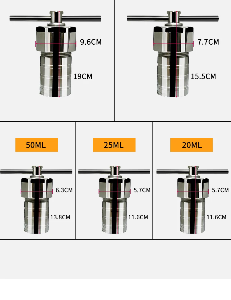 100ml PPL Lined Hydrothermal Synthesis Autoclave Reactor 3Mpa High Pressure Dige