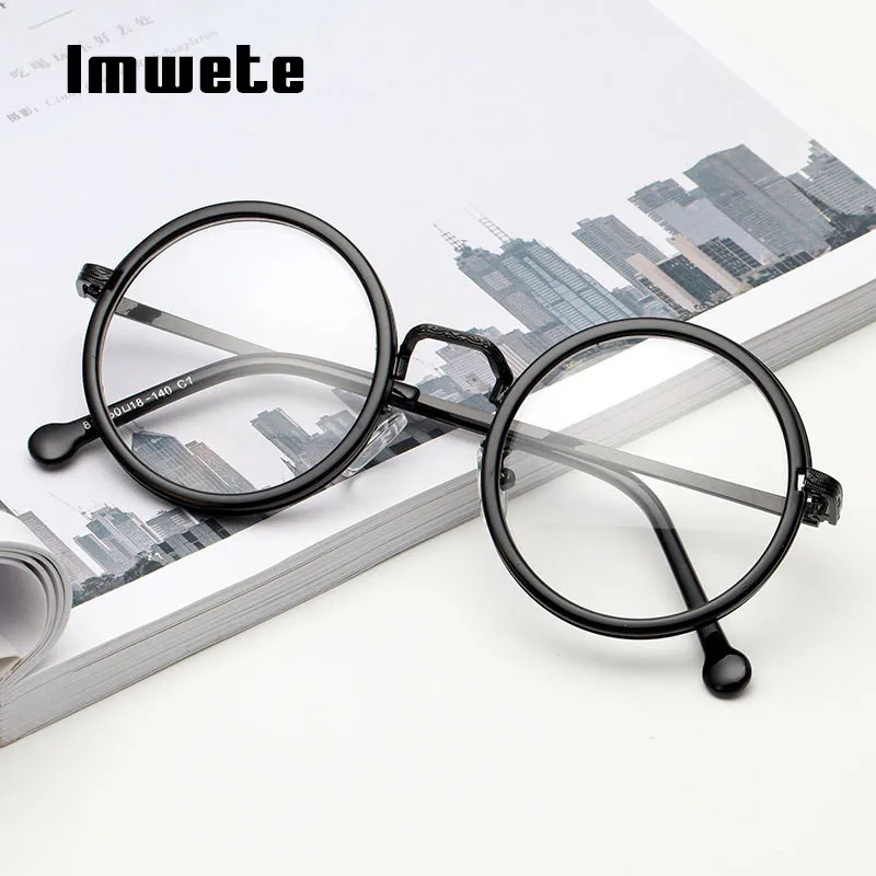 

Imwete Round Glasses Frame Women Vintage Clear Lens Myopia Eyeglasses Frames Men Transparent Optical Prescription Spectacles