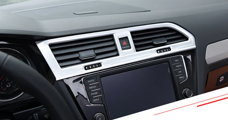 Lsrtw2017 для Volkswagen Tiguan Vw автомобиль спереди, устанавливаемое на вентиляционное отверстие в салоне автомобиля рамки планки интерьерные аксессуары Нержавеющая сталь