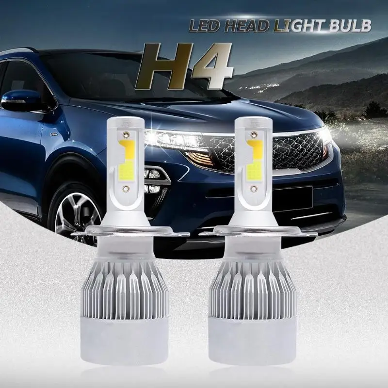 2 шт. H4 COB светодиодный Автомобильный авто лампы 6000k и 3000k вентилятор и алюминиевый корпус самоохлаждение для автомобиля Авто Фара серебро