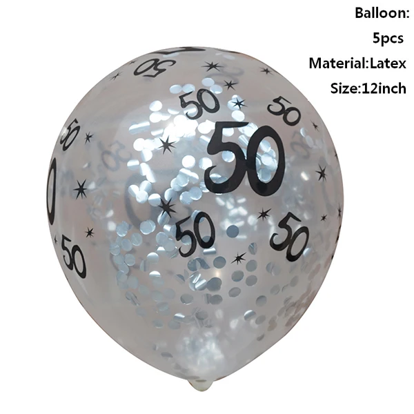 50th SIlver Balloons Taoup Gold 50th Birthday Party Tableware Cups Plates Towels Table Cover Happy 50 Birthday Party Decors Adult Parents Grandparent - Цвет: 50th SIlver Balloons