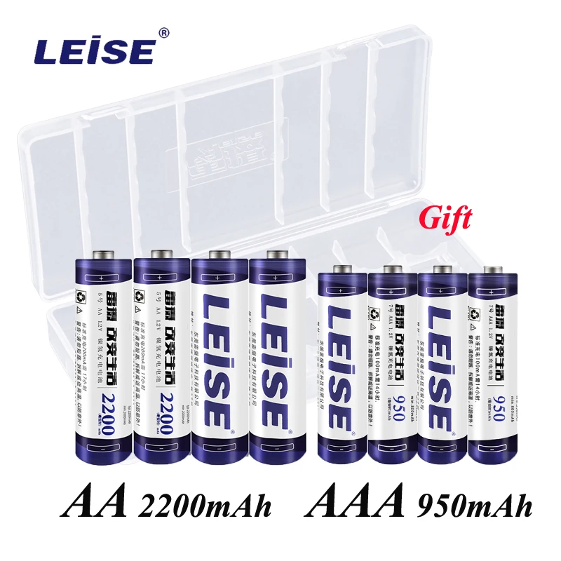 Leise перезаряжаемая батарея AA и AAA 4 шт. AA 2200mAh 4 шт. AAA 950mAh 1,2 V nimh чехол с держателем батареи коробки для микрофона игрушки