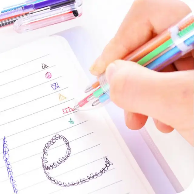 1Pc 6-In-1-Ben Kreatív Multolor Golyópont Toll Push Típusú Tollak Multifunkciós Személyiség Hat Színű Press Pens School Iroda Supply - Image 3