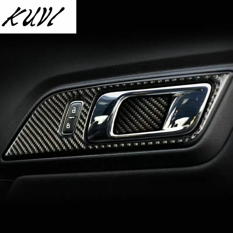 

For Ford Mustang Carbon Fiber Interior Door Handles Door Bowl Decorative Cover Trim Car Styling Sticker Auto Accessories