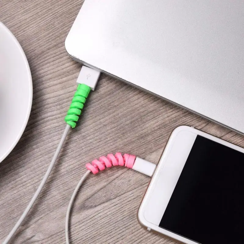 

FAST SHIP! Spiral Cable Protector Data Line Silicone Bobbin Winder Protective For Iphone Samsung Android USB Charger Cable Cord