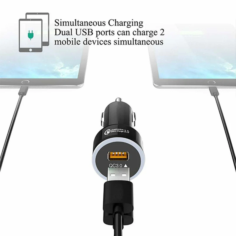 Автомобильное зарядное устройство для телефона QC3.0 Быстрая зарядка 12V24V автомобильное двойное USB Автомобильное зарядное устройство 3.1a