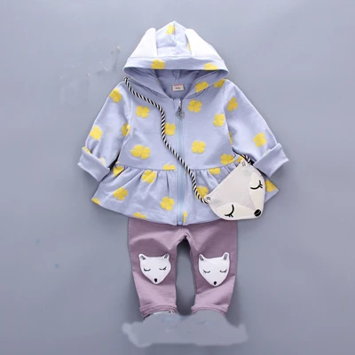 Одежда для маленьких девочек комплекты для детей ясельного возраста г. Модная милая сумка с цветочным принтом и лисой для девочек Одежда для девочек детские комплекты - Цвет: as picture