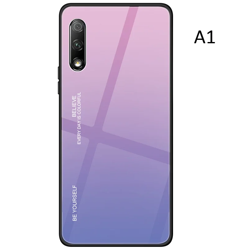 A1 Чехол из закаленного стекла с градиентом из углеродного волокна для huawei P Smart Pro Y9S - Цвет: A1