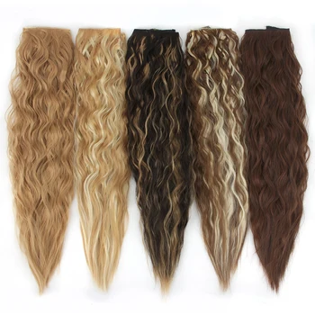 

LiangMo 5 Clip in Hair Extensions Long Corn Curly Synthetic HairPiece for Women Natural Heat Resistant Fake Hair Hair Piece