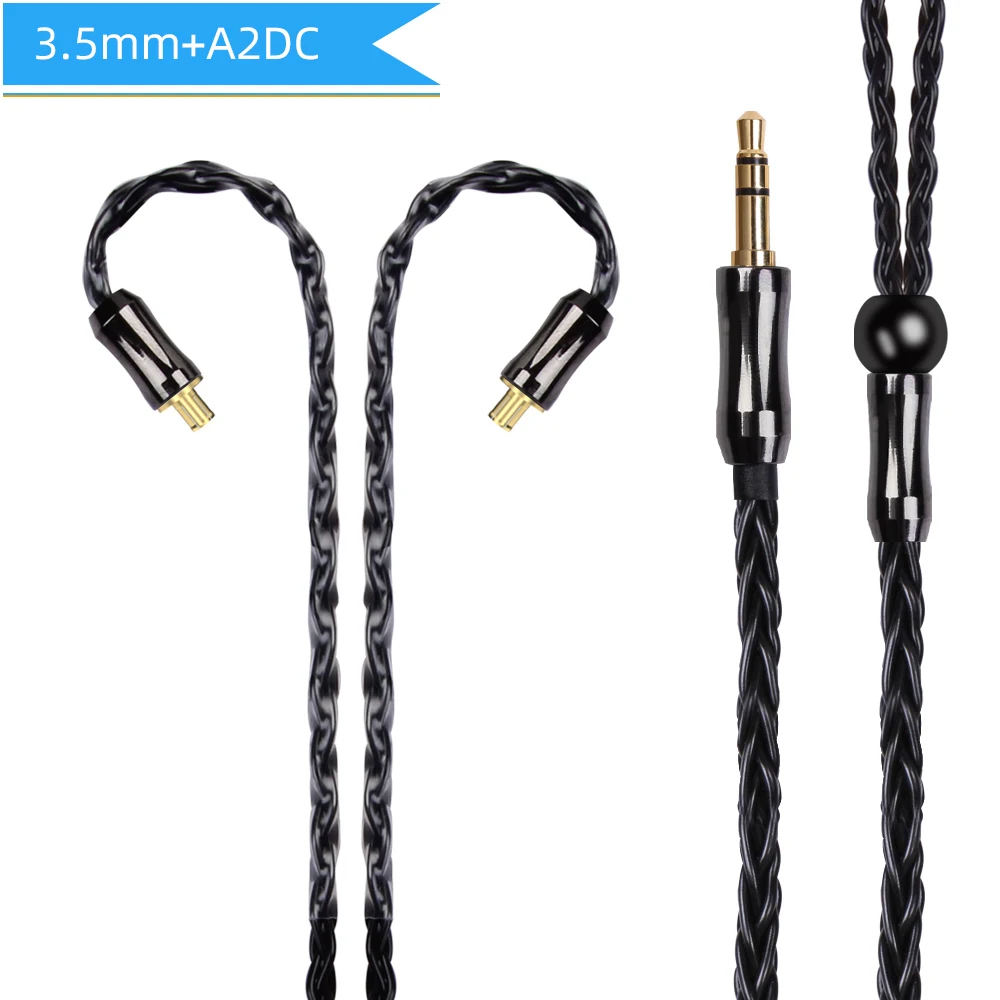 3.5mm A2DC Black FDBRO 8 ядро 6N монокристаллической Медь посеребренный кабель 2,5/3,5/4,4 мм балансный кабель с A2DC IE80 IM для IM50 IM70 IE80s A5 - Цвет: 3.5mm A2DC Black