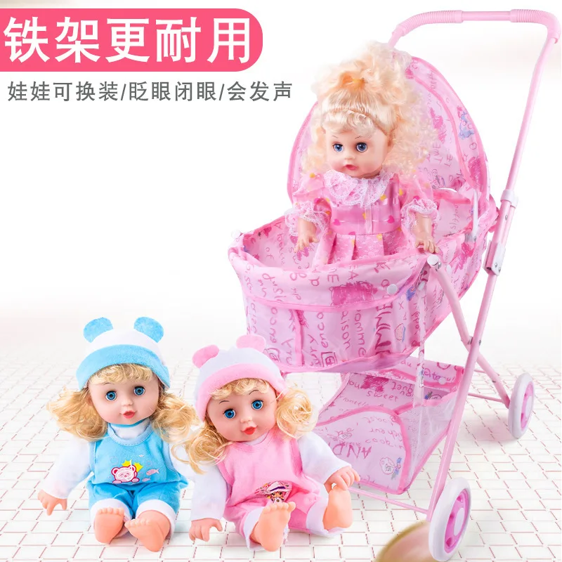 Hot Selling Large Size Doll Trolley Infants CHILDREN'S Walkers with Doll Boys And Girls Play House Toys