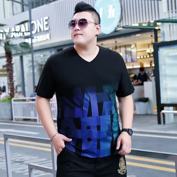 

Plus size men's clothing plus fat plus size short sleeve printed t-shirt fat guy oversized loose t-shirt youth shirt