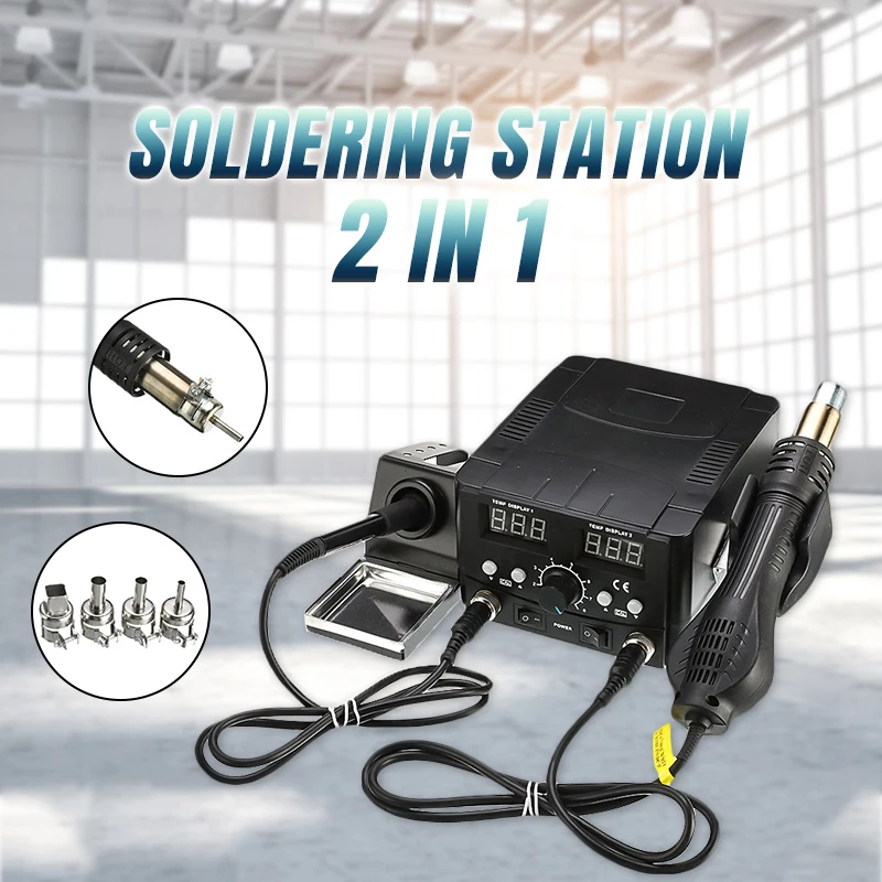 

Digital 2 In 1 Rework Soldering Station Repair Welding Soldering Iron Set PCB Desoldering Tool Hot Air Gun Welder