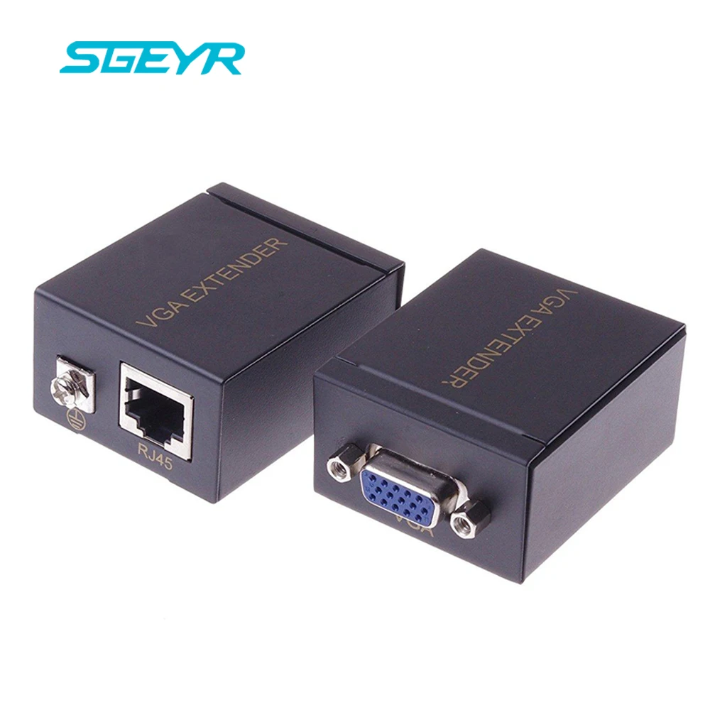 Удлинитель VGA 60 м 1x1 Разветвитель RJ45/cat5e/6 ethernet кабель 1080P Ethernet адаптер Усилитель Поддержка монитора проектора HDTV PC VE60