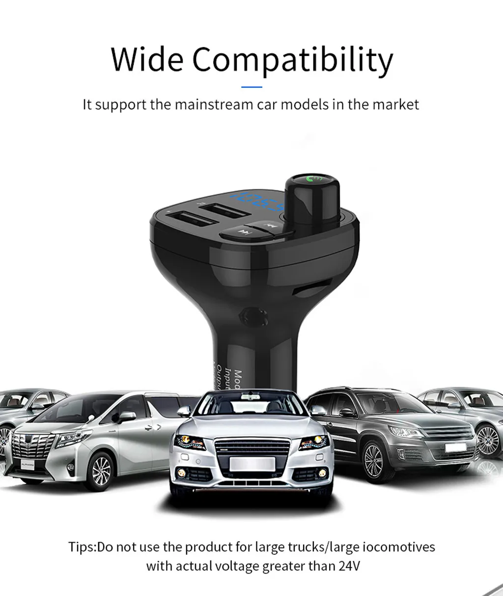 Fm-передатчик Aux модулятор Bluetooth громкой связи автомобильный комплект автомобильный аудио mp3-плеер с 3.1A Быстрая зарядка двойной зарядное устройство USB# N