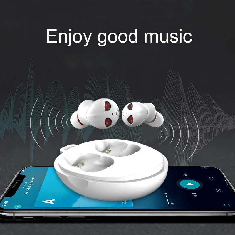 RISE-Invisible Bluetooth наушники 5,0 Tws мини беспроводные наушники стерео глубокий бас гарнитура с зарядным устройством Портативный