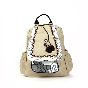 

Hot Vintage string appliques traveller backpacks!Nice floral embossing lady zipper&hasp backrack new versatile canvas backruck