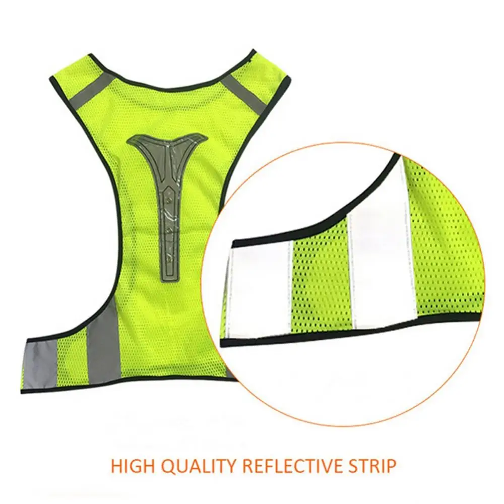 LED Safe for Cycling Reflective High Visibility Motorcycle Jacket Vest Night Shiny Warning Safety Coat for Traffic Work Team Uni