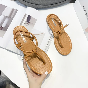 

Rope Sandals Women Summer Slip On Casual Flat Shoes Women Strappy Sandals Beach Flip Flops Black Beige Khaki Blue Women Sandals