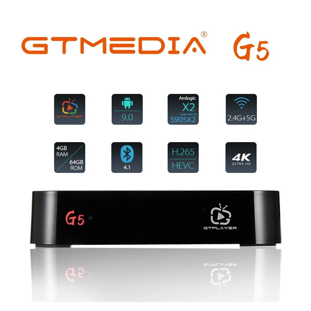 Оригинальная глобальная ТВ-приставка GTmedia G5 S 4K HDR Android tv 9,0 Ultra HD 4G 64G wifi Google Cast Netflix телеприставка Mi Box 4 медиаплеер