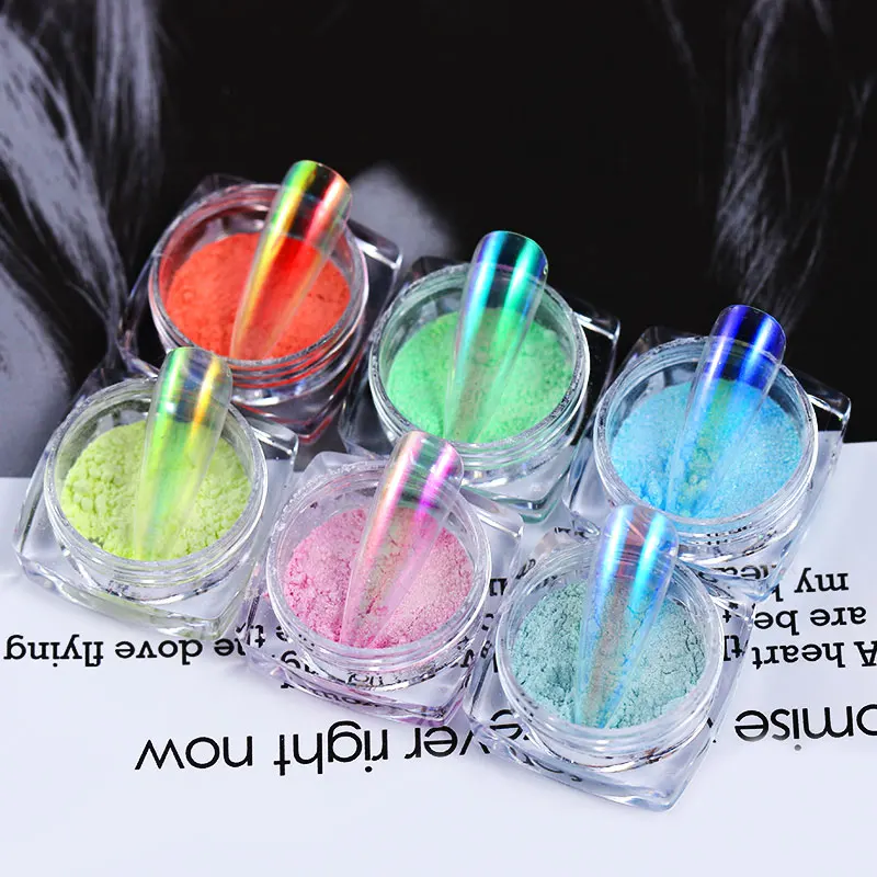 0.2g Ice Transparent Mirror Nail Glitter Powder Holographic Chameleonic Magic Dust Pigment Nail Art Decorations