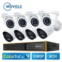 Movols 2MP CCTV AHD 4* красочные и 4* ИК ночного видения Открытый водонепроницаемый видео камеры наблюдения комплект 8CH DVR камеры безопасности системы